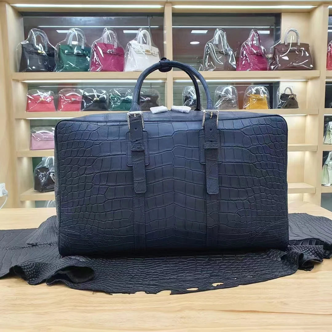 Luxury Croc-Embossed Leather Travel Bag
