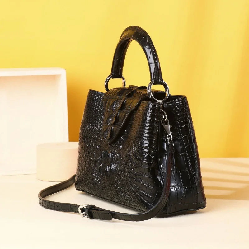 Genuine Leather Crocodile Crossbody Bag
