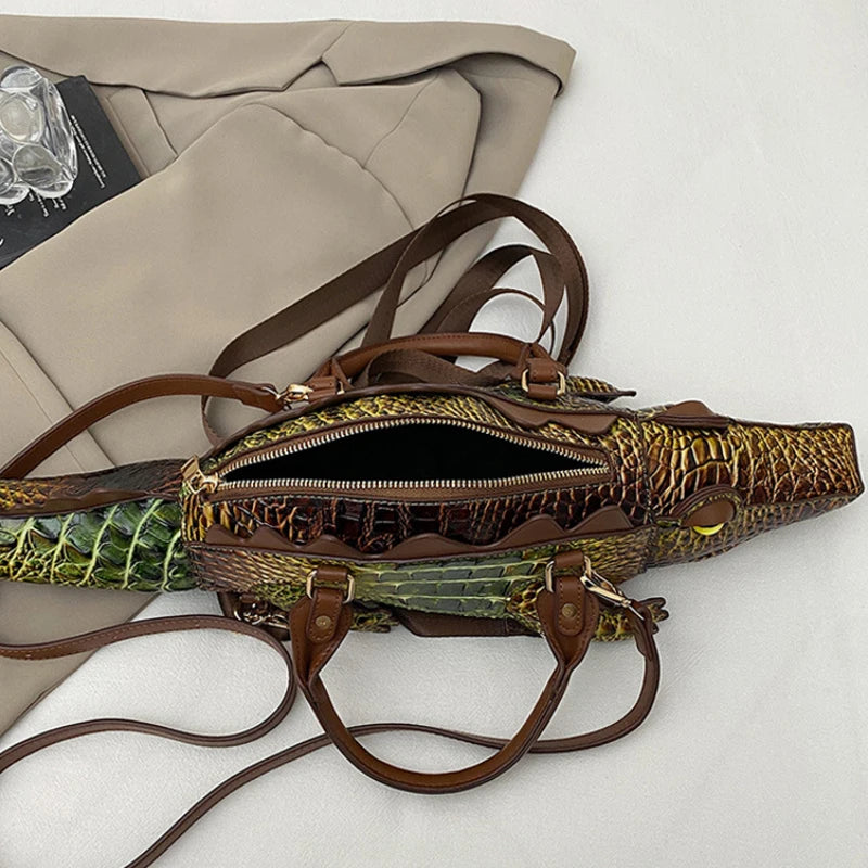 3D Crocodile Embossed Handbag