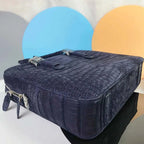 Men's Navy Croc-Embossed Briefcase