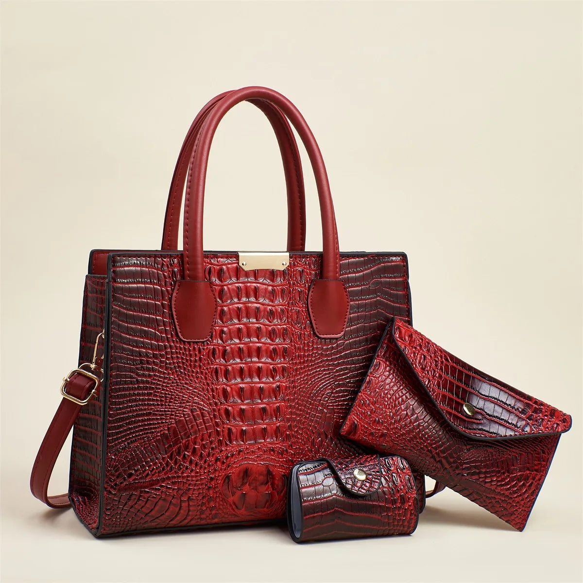Luxury Crocodile Leather Handbag Set