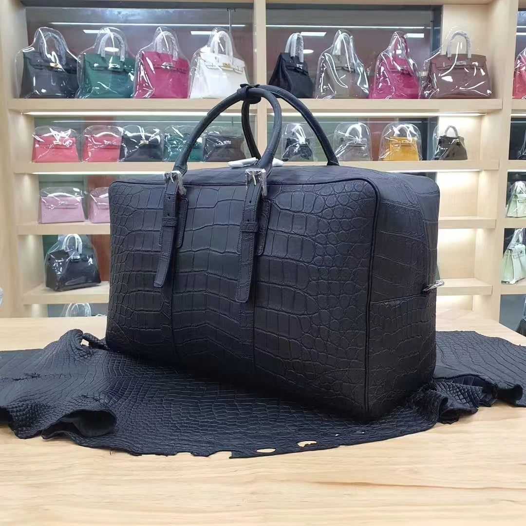 Luxury Croc-Embossed Leather Travel Bag
