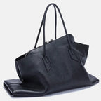 Vintage Crocodile-Embossed Pleated Tote Bag