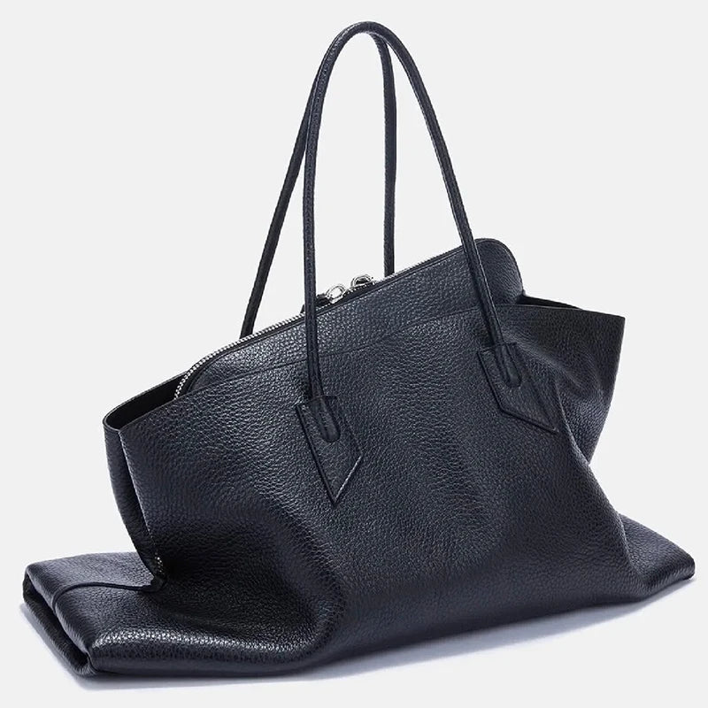 Vintage Crocodile-Embossed Pleated Tote Bag