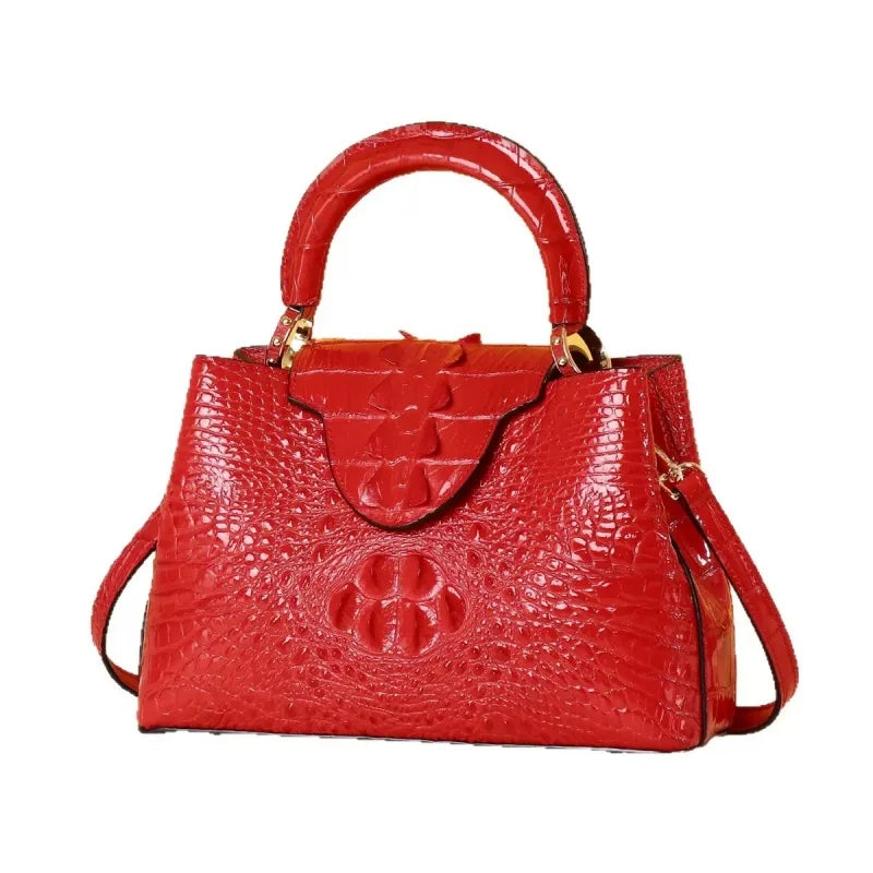 Genuine Leather Crocodile Crossbody Bag
