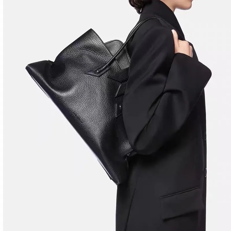 Vintage Crocodile-Embossed Pleated Tote Bag