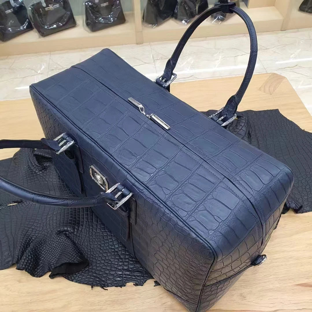 Luxury Croc-Embossed Leather Travel Bag