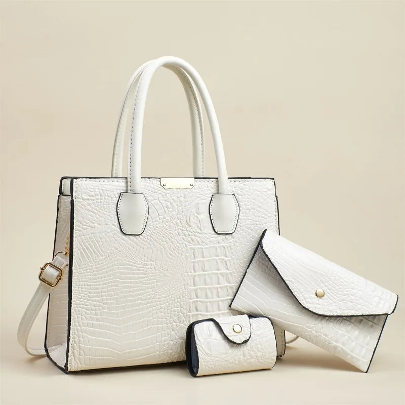 Luxury Crocodile Leather Handbag Set