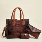 Luxury Crocodile Leather Handbag Set