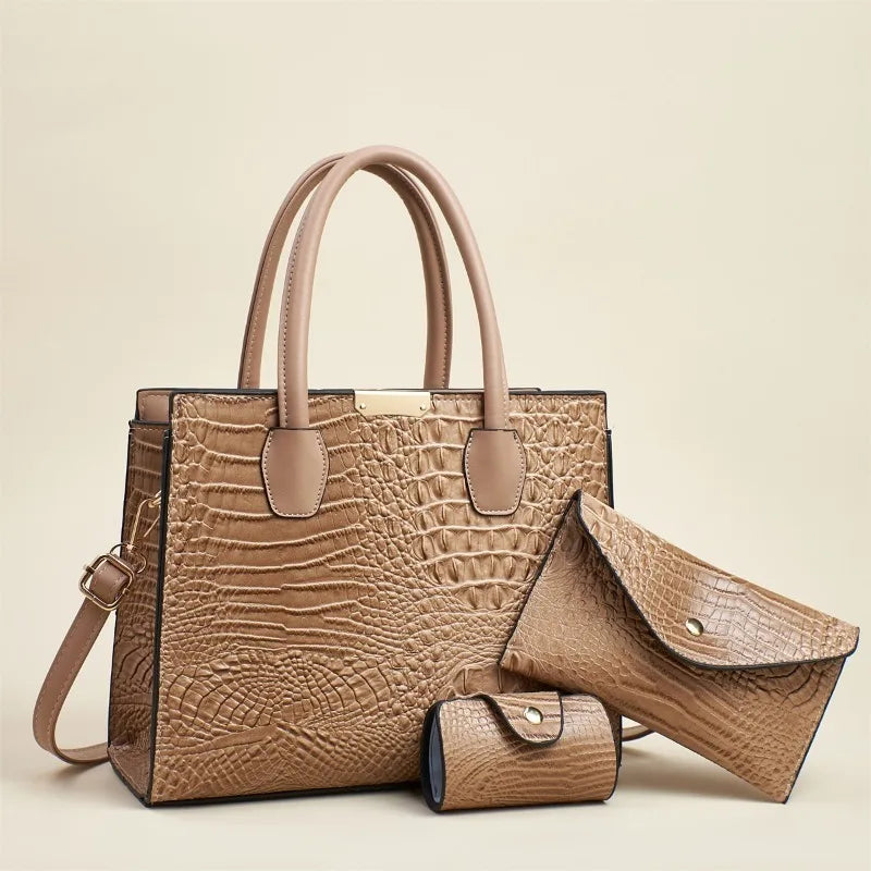 Luxury Crocodile Leather Handbag Set