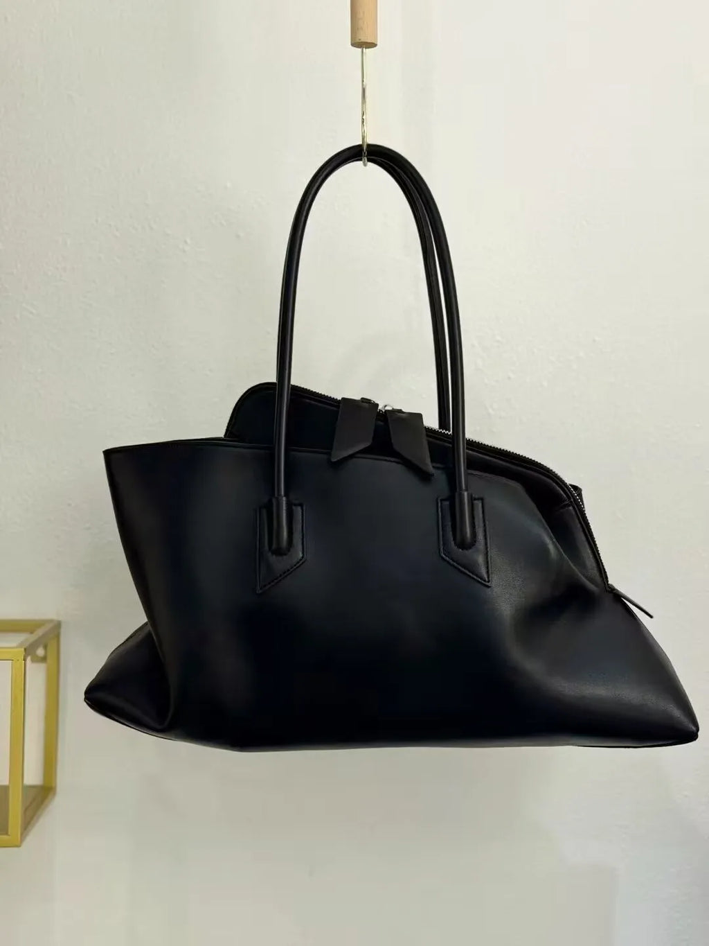 Vintage Crocodile-Embossed Pleated Tote Bag