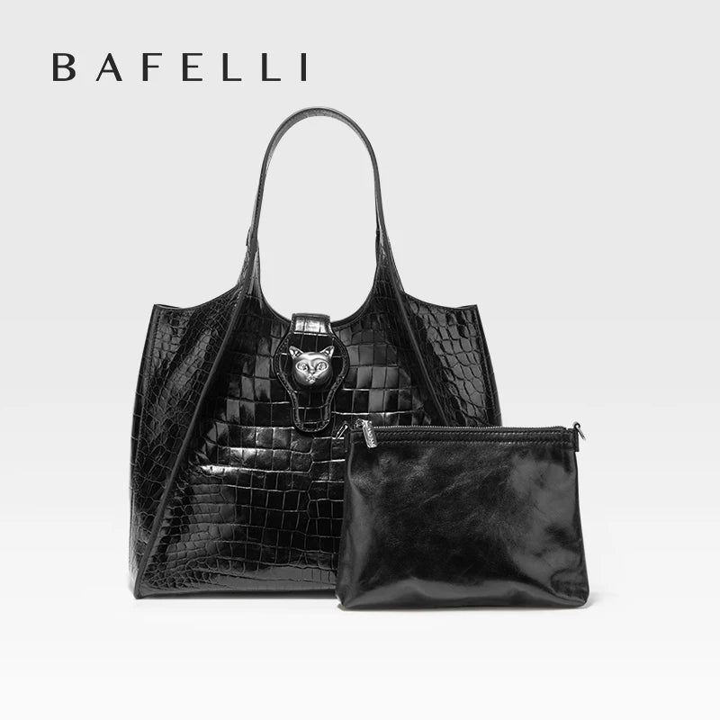 Luxury Croc-Embossed Leather Messenger Bag