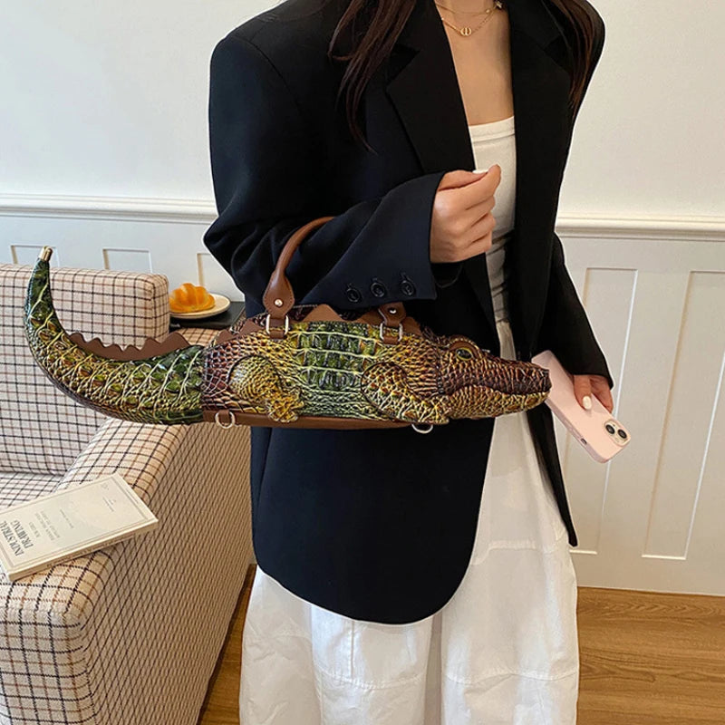3D Crocodile Embossed Handbag