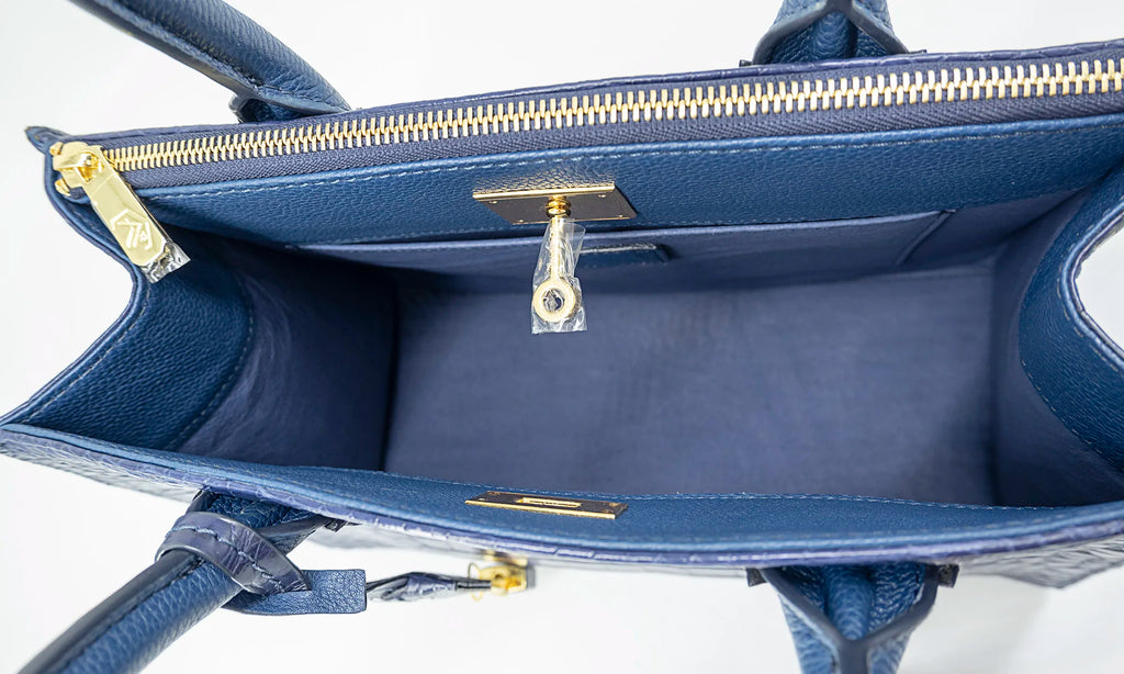 Croc-Embossed Leather Handbag