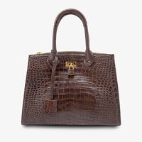 Croc-Embossed Leather Handbag