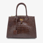 Croc-Embossed Leather Handbag