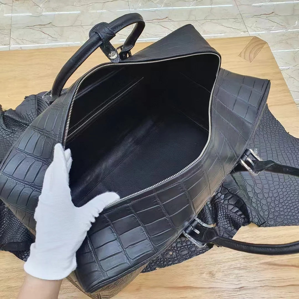 Luxury Croc-Embossed Leather Travel Bag