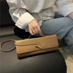 Croc-Embossed Twist-Lock Clutch