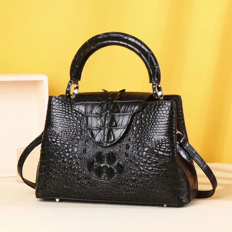Genuine Leather Crocodile Crossbody Bag