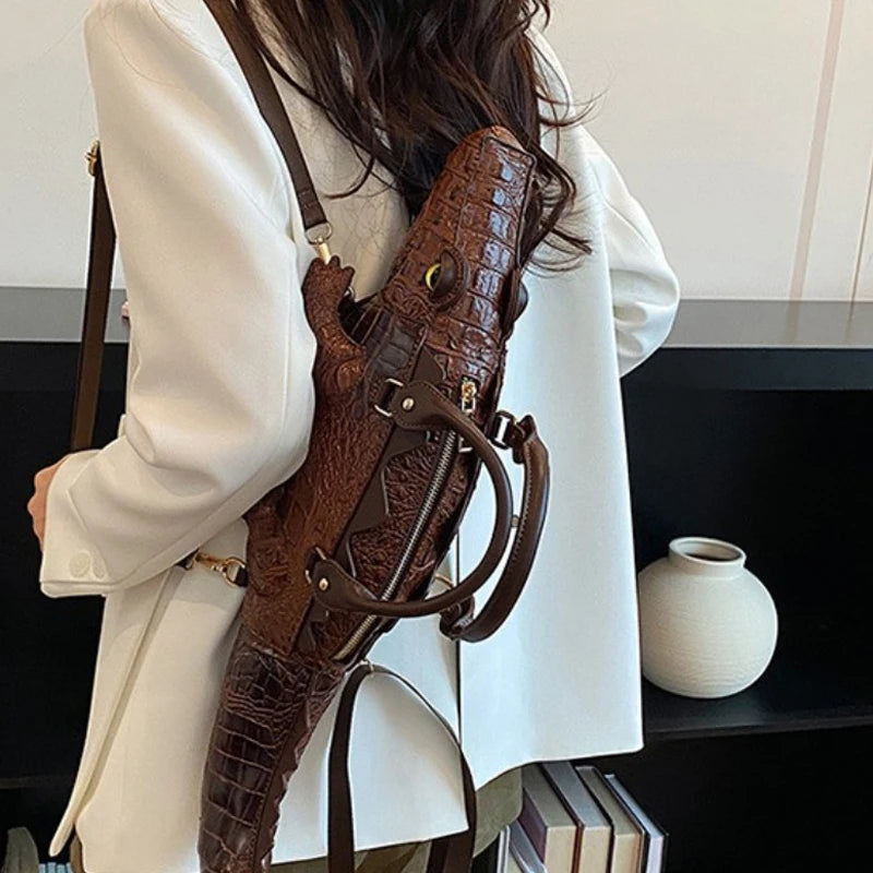 3D Crocodile Embossed Handbag