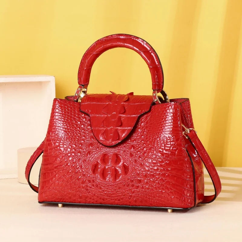 Genuine Leather Crocodile Crossbody Bag