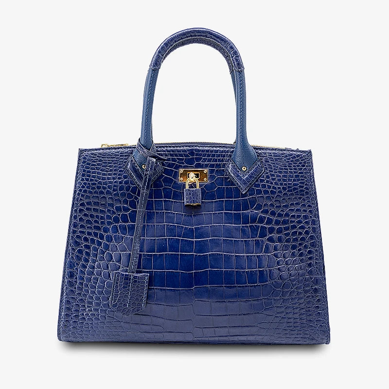 Croc-Embossed Leather Handbag