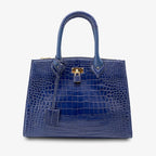 Croc-Embossed Leather Handbag