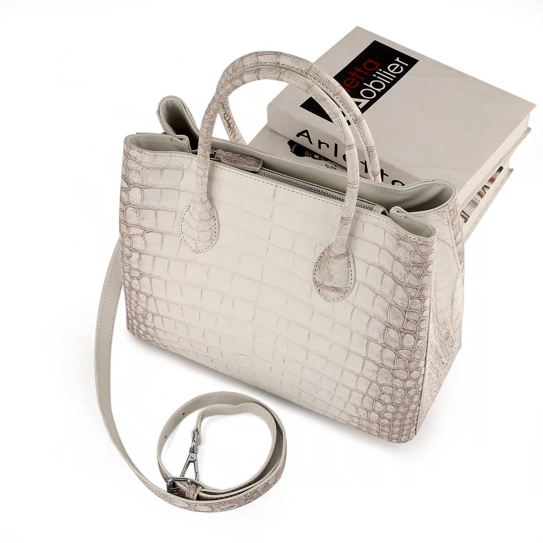 Luxury Croc-Embossed Leather Tote Bag