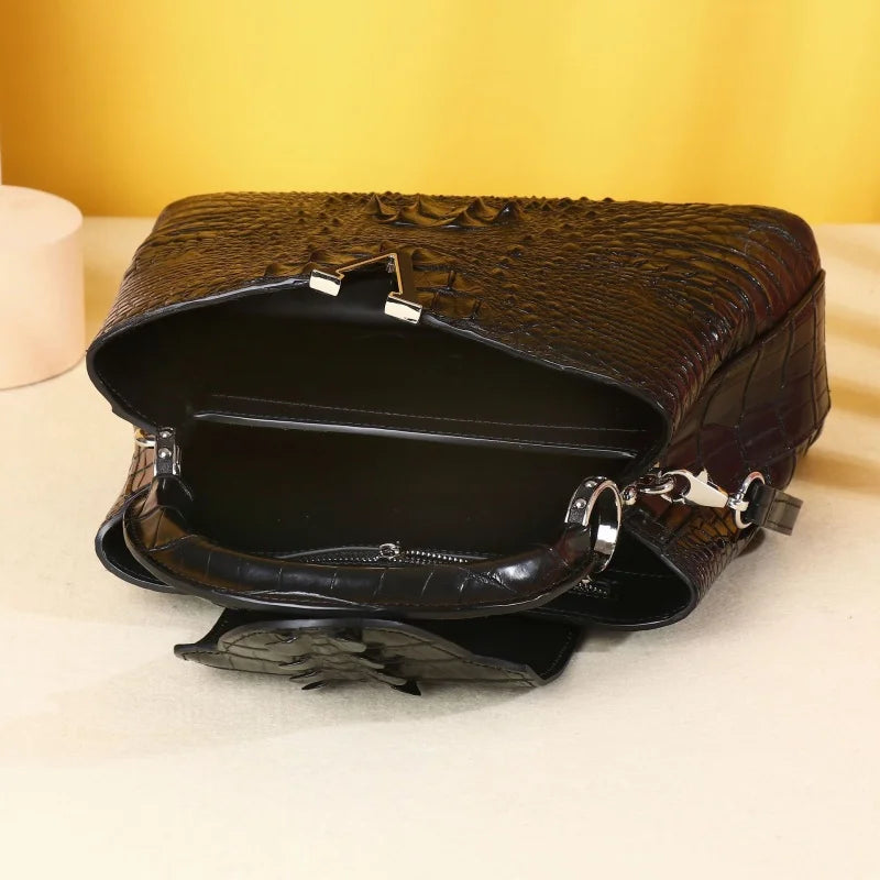 Genuine Leather Crocodile Crossbody Bag