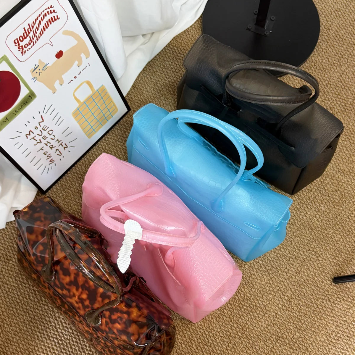 Transparent Crocodile Leather Jelly Tote