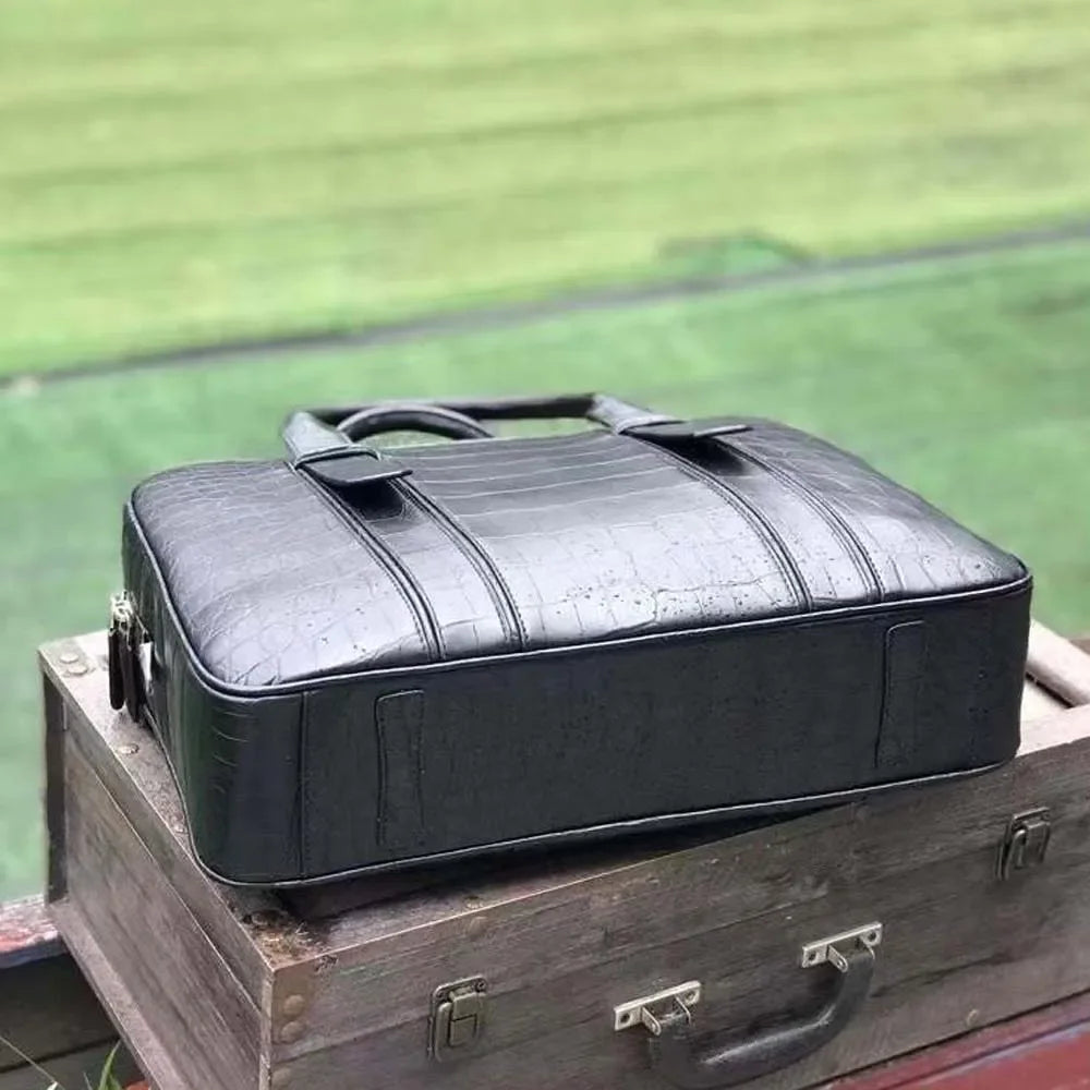 Men's Croc-Embossed Leather Handbag