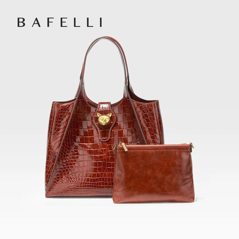 Luxury Croc-Embossed Leather Messenger Bag