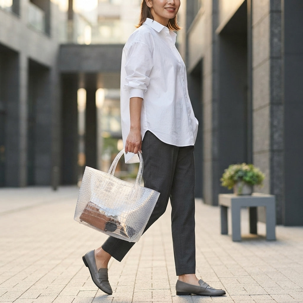 Transparent Crocodile Leather Jelly Tote - editorial-ugc-strip