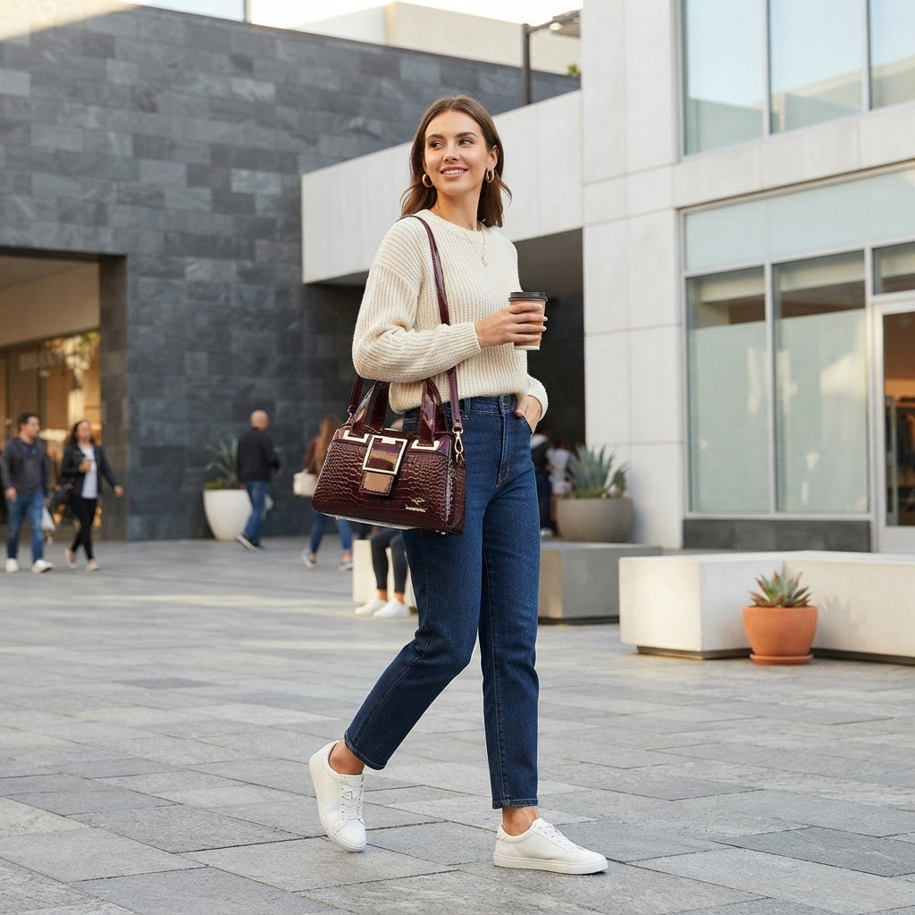 Luxury Crocodile Leather Crossbody Bag - editorial-ugc-strip