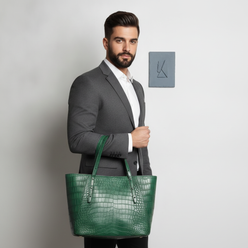 Matte Green Crocodile Leather Tote - editorial-used-by